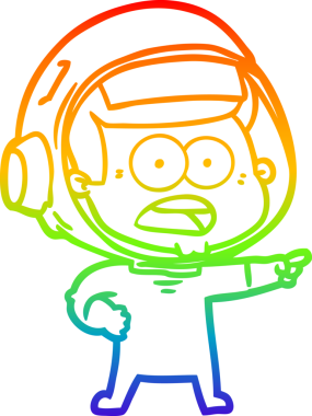 gökkuşağı gradyan çizgi çizimi bir insan tarafından çizilmiş astronot şaşırttı