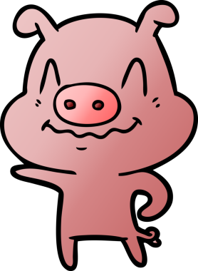 Bir insan tarafından çizilmiş sinirli çizgi film domuzu.