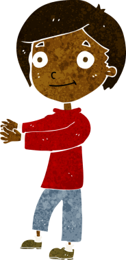 Bir insan tarafından çizilmiş mutlu çocuk çizgi filmi.