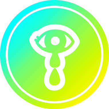 Ağlayan göz yuvarlak simgesi ve bir insan tarafından çizilen havalı gradyan bitiş.