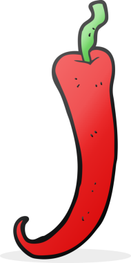 Bir insan tarafından çizilmiş karikatür kırmızı biber.