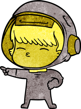 Karikatür meraklısı astronot bir insan tarafından çizilmiş