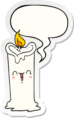 Bir insan tarafından çizilmiş balon etiketli mutlu mum çizgi filmi.