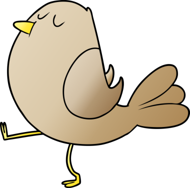 Bir insan tarafından çizilmiş çizgi film kuşu.