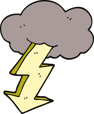 Bir insan tarafından çizilmiş karalama yıldırımı.