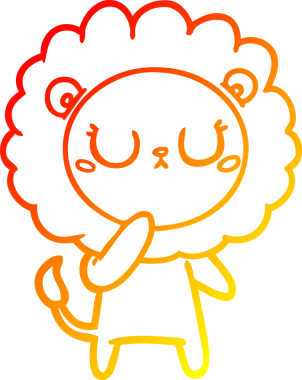 Bir insan tarafından çizilmiş karikatür aslanının sıcak çizgi çizimi