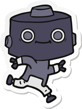 Bir insan tarafından çizilmiş robot karikatür çıkartması.