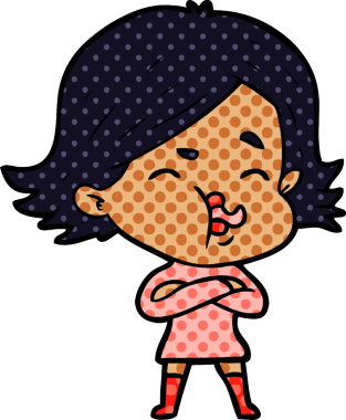 Bir insan tarafından çizilen karikatür kızı.