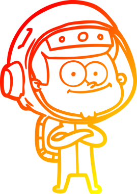 Bir insan tarafından çizilmiş mutlu bir astronot çizgi filminin sıcak gradyan çizimi