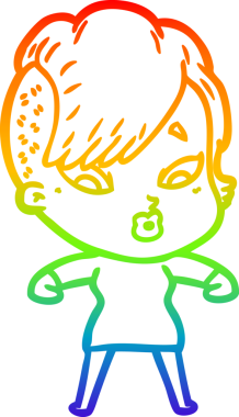 gökkuşağı gradyanı çizimi bir çizgi film kızı şaşırttı bir insan tarafından çizildi