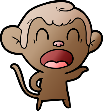 Bir insan tarafından çizilmiş bağıran çizgi film maymunu.