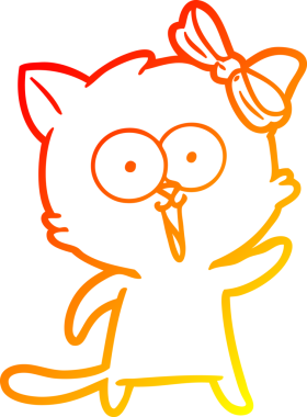 Bir insan tarafından çizilmiş çizgi film kedisinin sıcak çizgi çizimi