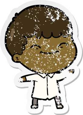 Bir insan tarafından çizilmiş mutlu bir çocuğun sıkıntılı çıkartması.