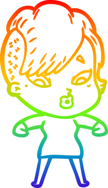 gökkuşağı gradyanı çizimi bir çizgi film kızı şaşırttı bir insan tarafından çizildi