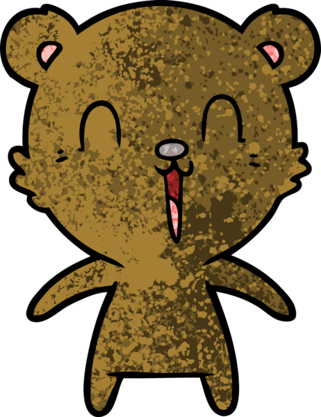 Bir insan tarafından çizilmiş mutlu bir çizgi film ayısı.