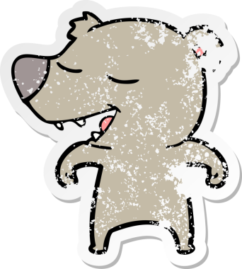 Bir insan tarafından çizilmiş karikatür ayısının sıkıntılı çıkartması.