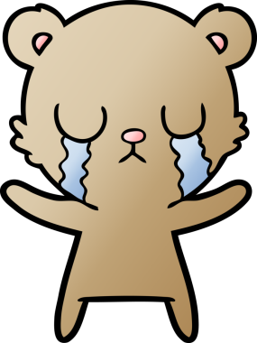 Bir insan tarafından çizilmiş ağlayan çizgi film ayısı.