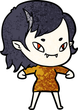 Bir insan tarafından çizilmiş çizgi film dostu vampir kız.