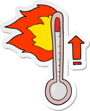 Bir insan tarafından çizilen yükselen sıcaklık çizgi filminin etiketi