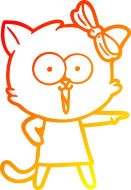 Bir insan tarafından çizilmiş çizgi film kedisinin sıcak çizgi çizimi