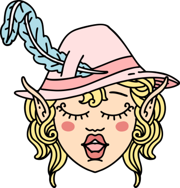 Retro Dövme Biçimi Elf karakter yüzü Bir insan tarafından çizilmiş