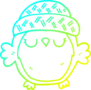 Bir insan tarafından çizilmiş şapkalı sevimli bir baykuş çizimi.