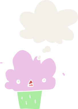 Düşünce baloncuğu olan, insan tarafından çizilmiş bir kek.