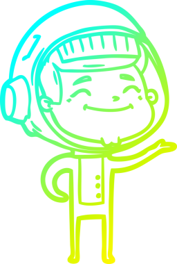 Bir insan tarafından çizilmiş mutlu bir astronotun soğuk gradyan çizimi.