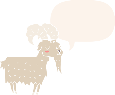 bir insan tarafından çizilmiş, konuşma baloncuklu çizgi film keçisi.