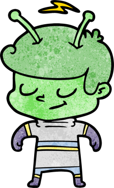 Bir insan tarafından çizilmiş dost canlısı çizgi film uzay adamı.