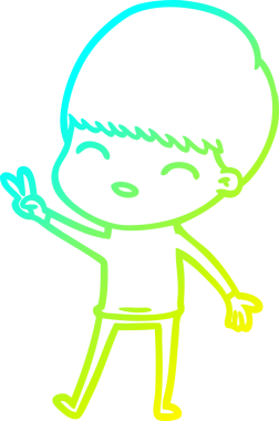 Bir insan tarafından çizilmiş mutlu çizgi film çocuğu çizimi.