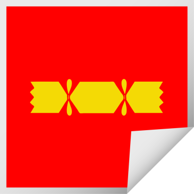 Bir insan tarafından çizilmiş bir noel krakerinin kare soyma etiketi.