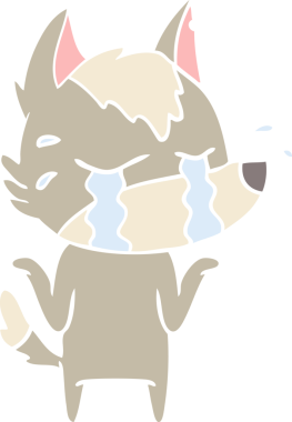 Bir insan tarafından çizilmiş düz renkli ağlayan kurt resmi.