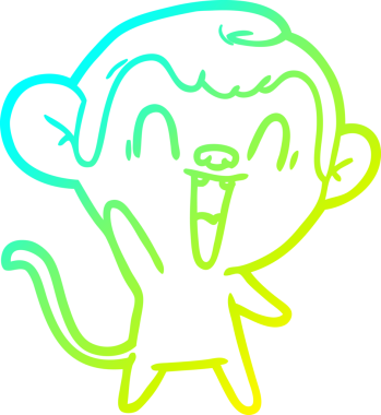 Bir insan tarafından çizilmiş gülen maymun çizgi çizimi.