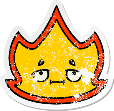 Bir insan tarafından çizilmiş şirin bir çizgi film yangınının sıkıntılı çıkartması.