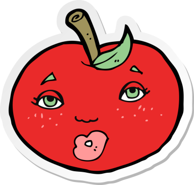 Bir insan tarafından çizilmiş karikatür elmasının çıkartması.