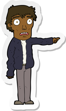 Bir insan tarafından çizilmiş, korkmuş bir adamın çıkartması.