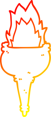 Bir insan tarafından çizilen yanan bir meşalenin sıcak çizgi çizimi