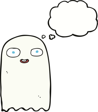 Bir insan tarafından çizilmiş komik bir çizgi film hayaleti.