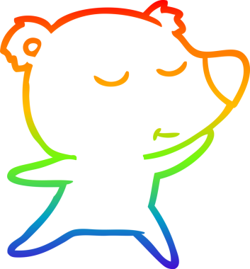 Bir insan tarafından çizilmiş mutlu bir kutup ayısının gökkuşağı gradyanı çizimi