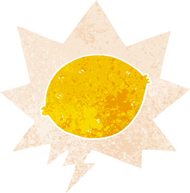 bir insan tarafından çizilmiş grunge dertli retro tarzı ile konuşma baloncuğu ile çizgi film limonu