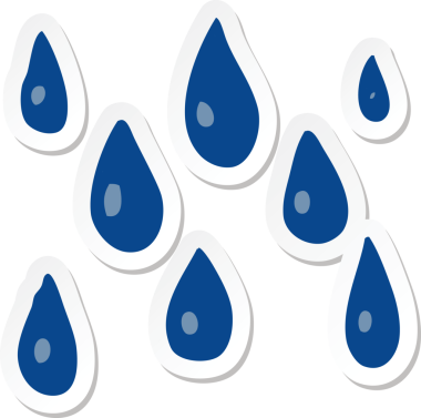 Bir insan tarafından çizilmiş karikatür yağmur damlası etiketi