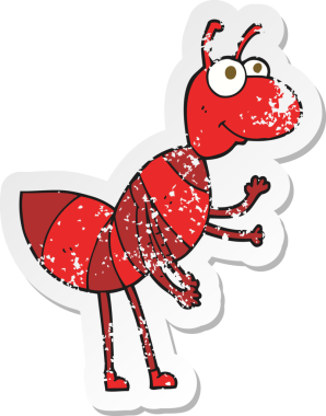 Bir insan tarafından çizilmiş karınca çizgi filminin gerilimli yapıştırması.