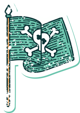 Bir insan tarafından çizilmiş korsan bayrağının sembolik dövmesi.