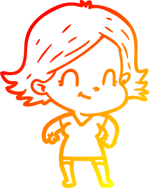 Bir insan tarafından çizilmiş, karikatür dostu bir kız çizimi.