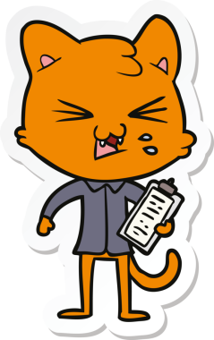 Bir insan tarafından çizilmiş, tıslayan bir kedinin çıkartması.