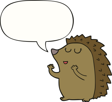 Bir insan tarafından çizilmiş konuşma balonlu kirpi.