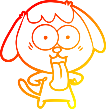 Bir insan tarafından çizilmiş sevimli bir köpeğin sıcak çizgi çizgisi.