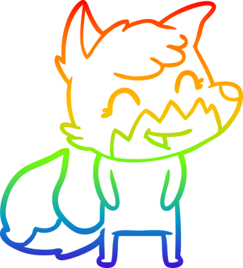 gökkuşağı gradyanı çizimi bir insan tarafından çizilmiş mutlu bir tilki çizgi filmi.