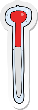Bir insan tarafından çizilmiş karikatür termometresinin etiketi.
